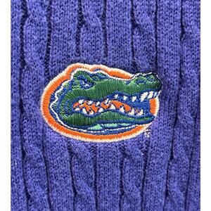 Women’s ASHWORTH Blue Cable knit FLORIDA GATORS V Neck Sweater Size M *A2